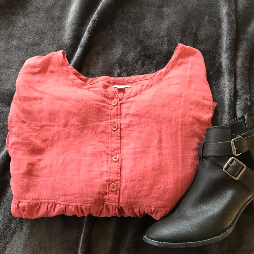 Ecoté Rust/Brick Babydoll Long Sleeve Shirt